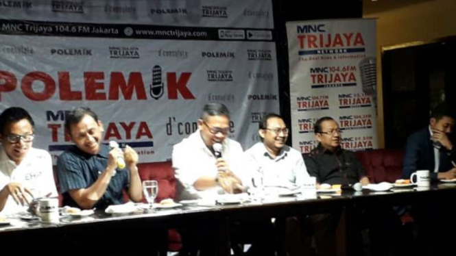 Sekjen Partai Berkarya Priyo Budi Santoso dalam diskusi di Jakarta.