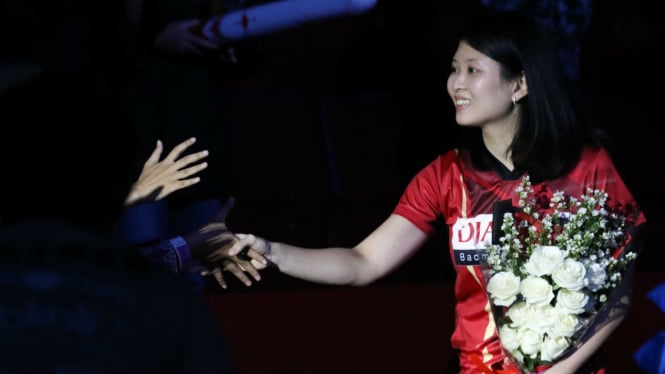Farewell pebuluangkis Debby Susanto dalam gelaran Superliga Badminton 2019.