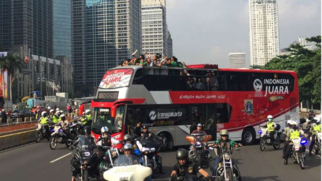 Arak-arakan juara Timnas Indonesia U-22