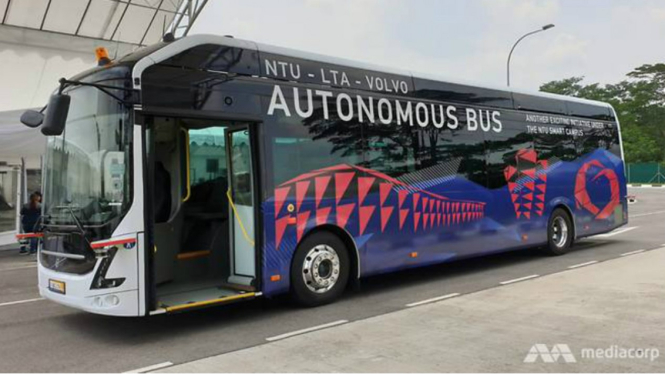 Bus otonom di NTU Singapura