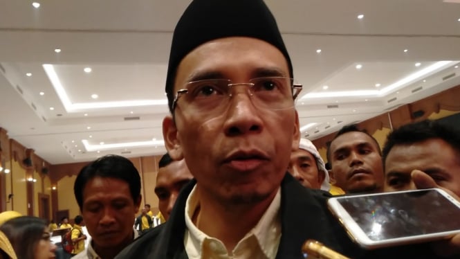 Muhammad Zainul Majdi atau Tuan Guru Bajang saat acara temu Kader Partai Golkar Nusa Tenggara Barat di Mataram, Nusa Tenggara Barat, Selasa, 19 Februari 2019.