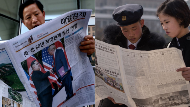 Para pembaca di kedua negara Korea mendapati versi bahasa mereka yang berbeda. - AFP/Getty Images