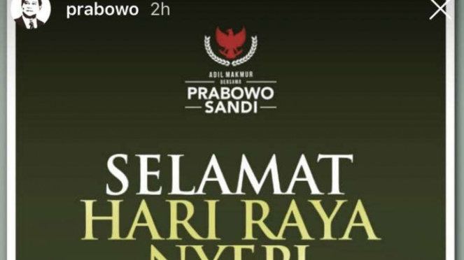 Prabowo Subianto mengucapkan pesan damai di Hari Raya Nyepi