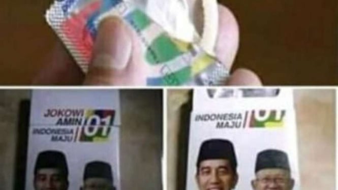 Bungkus kondom bergambar Jokowi-Ma'ruf.