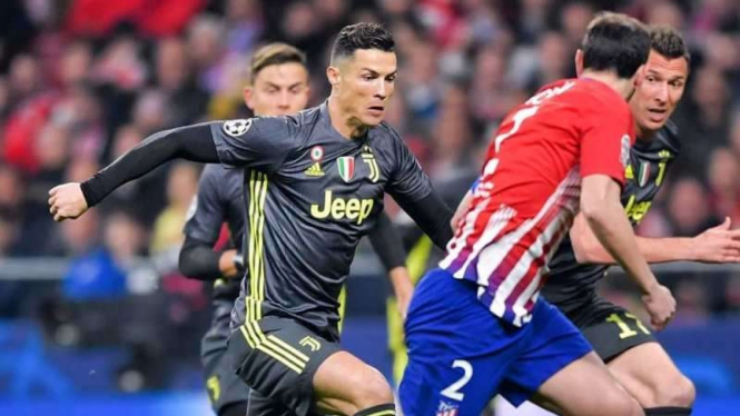 Pertandingan babak 16 besar Liga Champions antara Atletico Madrid lawan Juventus