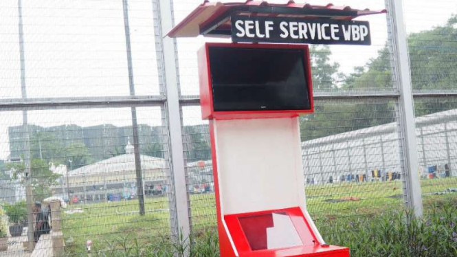 Box layanan self service di Rutan Depok, Selasa, 12 Maret 2019.