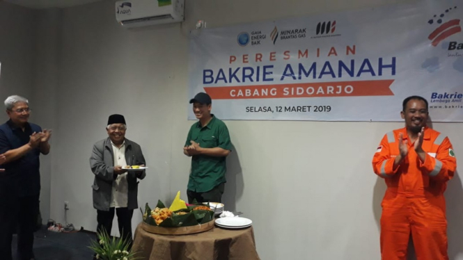 Pembukaan kantor cabang Bakrie Amanah di Kabupaten Sidoarjo, Jawa Timur, pada Selasa, 12 Maret 2019.