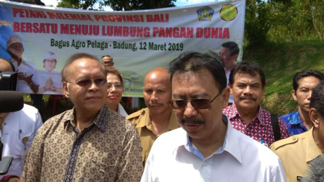 Sekretaris Jenderal Kementerian Pertanian Syukur Iwantoro di Bagus Agro Pelaga, Petang, Badung, Bali, pada Rabu, 13 Maret 2019.