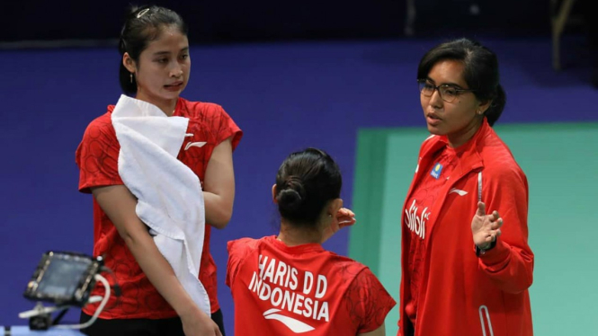 Partai ganda putri Indonesia di ajang Badminton Asia Mixed Team Championships.