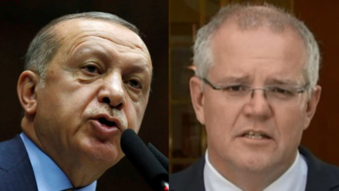 Presiden Turki Recep Erdogan dan Perdana Menteri Australia Scott Morrison.