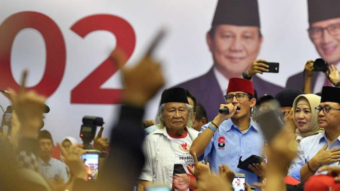 Calon Wakil Presiden nomor urut 02 Sandiaga Uno saat kampanye di Jakarta Utara