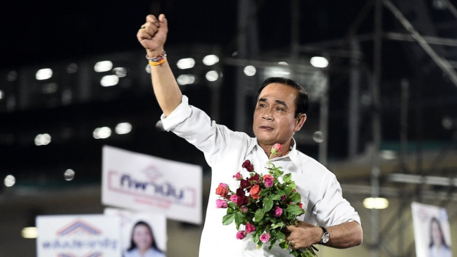Jenderal Prayuth Chan-ocha diusung sebagai calon perdana menteri setelah sebelumnya menjadi pemimpin junta militer sejak kudeta 2014.-LILLIAN SUWANRUMPHA/Getty Images