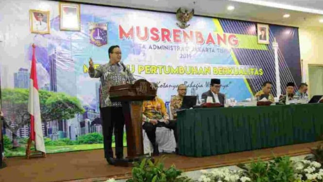 Gubernur DKI Jakarta Anies Baswedan saat membuka Musrenbang Jaktim.