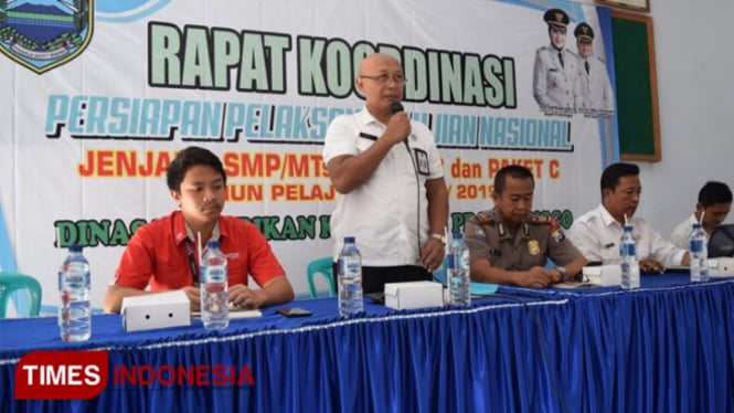 Dinas Pendidikan Kabupaten Probolinggo saat menggelar rapat koordinasi jelang pelaksanaan USBN dan UNBK.(FOTO: Istimewa)
