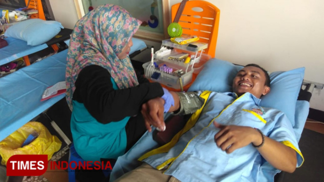 Kegiatan donor darah massal di Cilacap, Jawa Tengah. (FOTO: Bangun Surya Pawira/TIMES Indonesia).