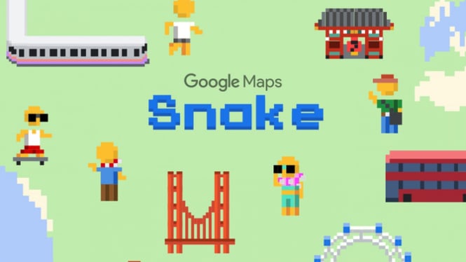 Main game Snake di Google Maps