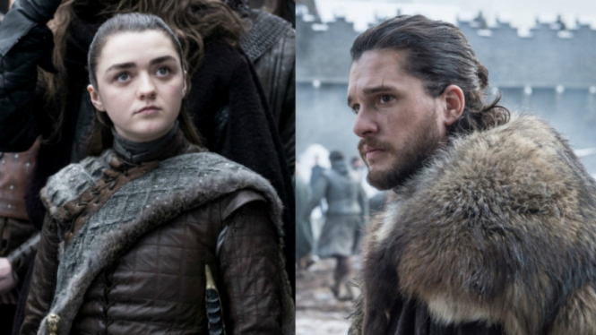 Arya Stark dan Jon Snow di Game of Thrones.