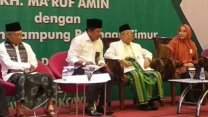 Calon wakil presiden Ma'ruf Amin menghadiri undangan Relawan Jokowi Deui di Garut, Jawa Barat, Kamis, 4 April 2019.