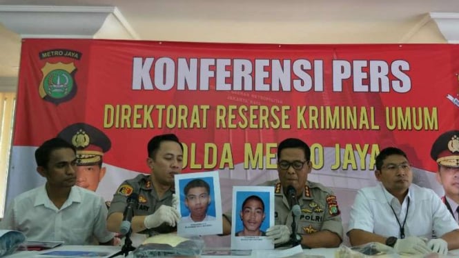 Konfrensi pers Kepolisian soal penjambretan.