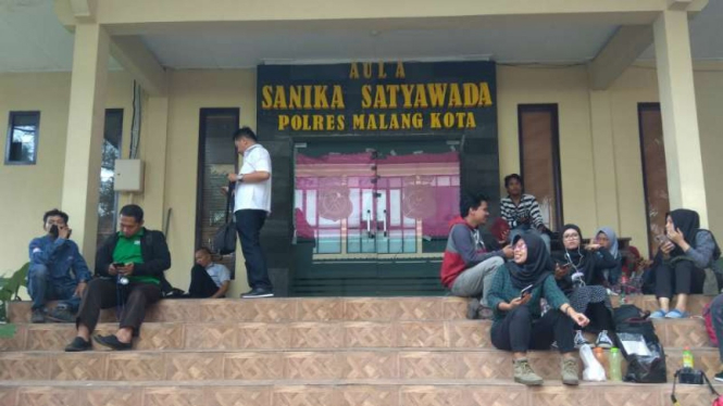 Aula Markas Polres Kota Malang tempat KPK memeriksa sang wali kota Sutiaji untuk perkara gratifikasi dalam pembahasan APBD Perubahan Kota Malang pada Selasa, 9 April 2019.