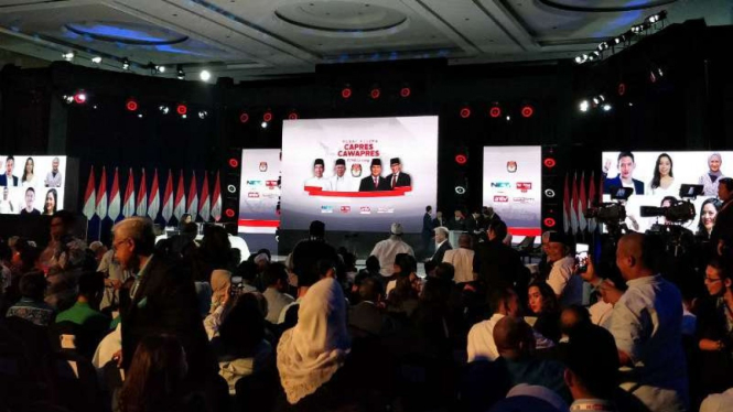 Suasana dalam debat kelima Pilpres di Hotel Sultan Jakarta, Sabtu, 13 April 2019.