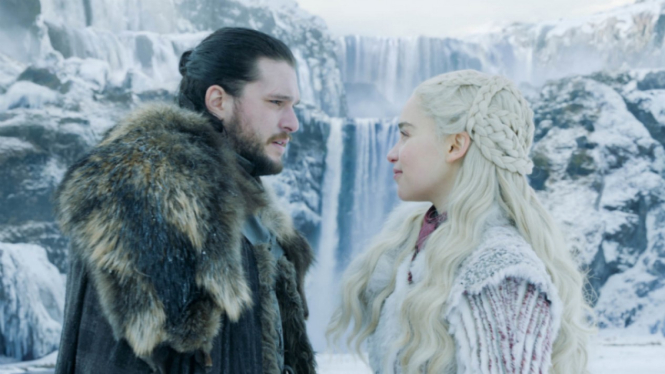 Jon Snow (Kit Harington) dan Daenerys Targaryen (Emilia Clarke) Game of Thrones.