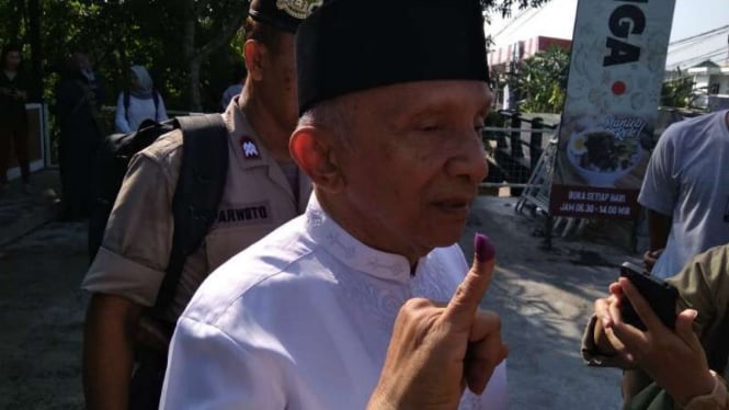 Amien Rais di TPS di Yogyakarta, 17 April 2019