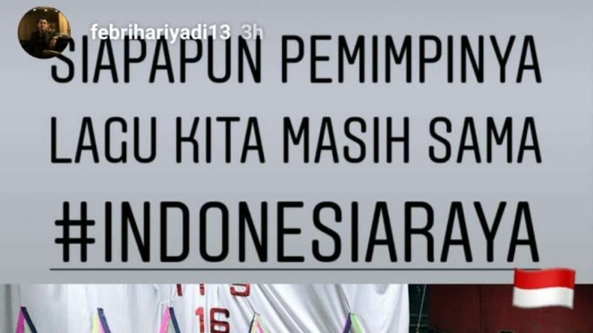 Status winger Persib Bandung, Febri Hariyadi, yang ikut Pemilu 2019 di Instagram