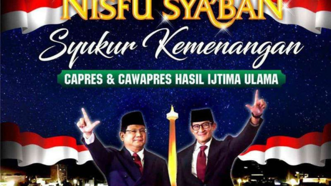 Acara Gema Nisfu Syaban, digelar untuk merayakan kemenangan Prabowo-Sandi.
