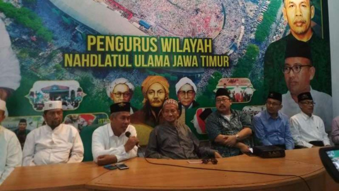 PW NU Jatim menggelar konferensi pers, Kamis, 18 April 2019.