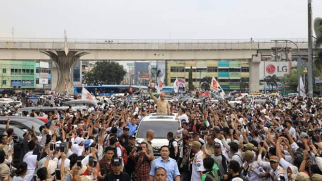 Capres 02 Prabowo Subianto saat kampanye di Palembang (Foto : Istimewa)