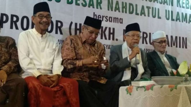 Cawapres nomor urut 01 KH Ma'ruf Amin, di kantor PBNU, Jakarta.