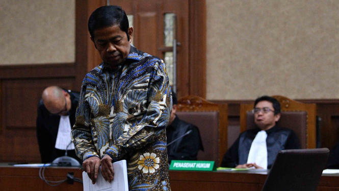 Terdakwa kasus dugaan suap proyek PLTU Riau-1 Idrus Marham menjalani sidang putusan di Pengadilan Tipikor, Jakarta Pusat, Selasa, 23 April 2019.