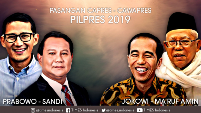ILUSTRASI - Pasangan capres dan cawapres di Pilpres 2019. (Grafis: TIMES Indonesia)