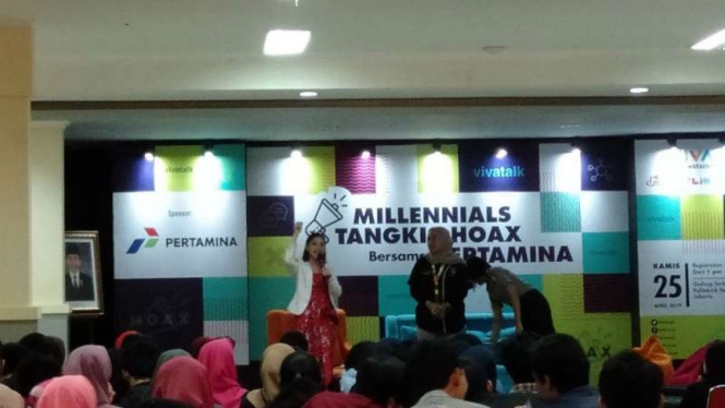  Acara Millennials Tangkis Hoax Bersama Pertamina di Politeknik Negeri Jakarta.