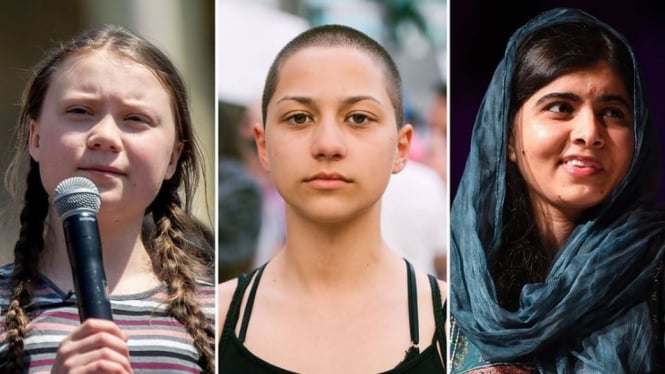 Greta Thunberg, Emma Gonzalez, dan Malala Yousafzai, tiga aktivis muda yang dianggap membantu melakukan perubahan besar. - Getty Images
