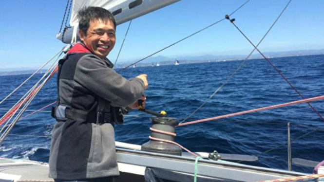 Iwamoto, pelaut tuna netra berhasil menyeberang Samudera Pasifik.