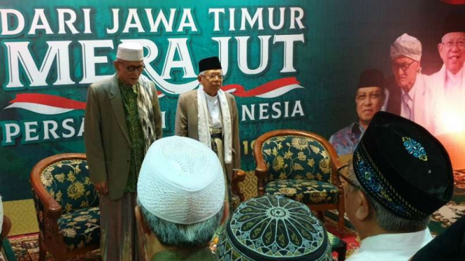 Calon wakil presiden nomor urut 01, KH Ma’ruf  Amin di Surabaya, Jawa Timur.