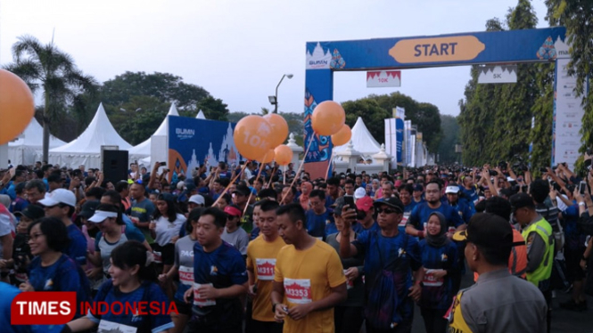 Suasana Tiga Pelari Asal Kenya Sapu Bersih Mandiri Jogja Marathon 2019. (FOTO: Ahmad Tulung/TIMES Indonesia)