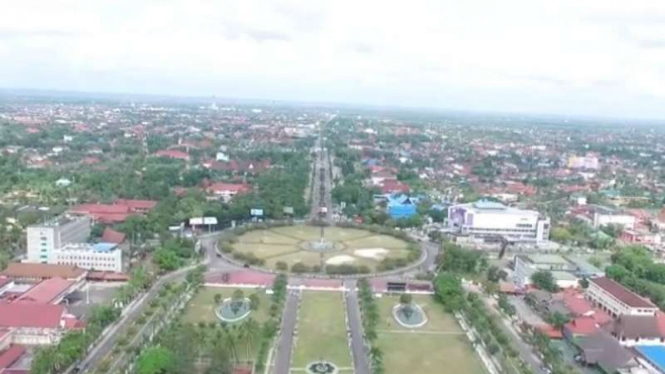 Kota Palangkaraya di Kalimantan Tengah tampak dari angkasa.
