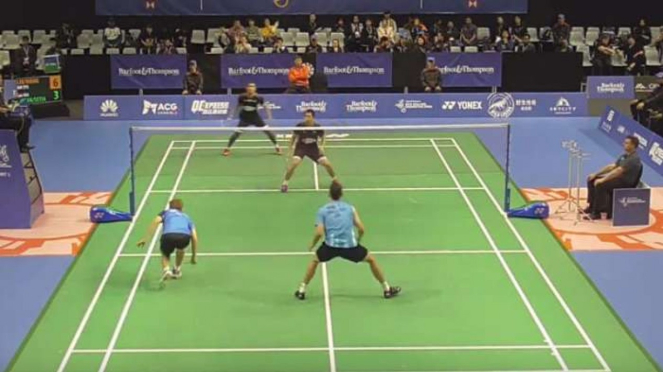 Ahsan/Hendra vs Lee Wang di perempatfinal New Zealand Open 2019.