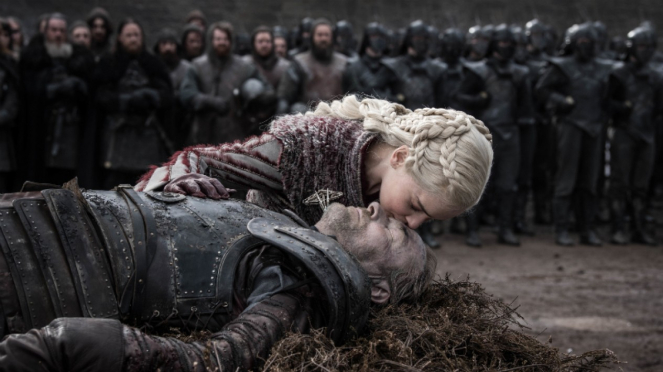 Daenerys Targaryen dan Jorah Mormont di Game of Thrones.