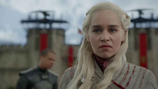 Daenerys Targaryen (Emilia Clarke) dalam Game of Thrones Season 8.