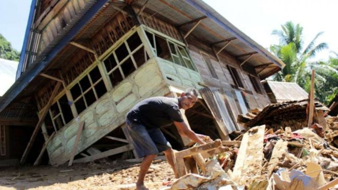 Rumah yang terdampak bencana di Bengkulu.