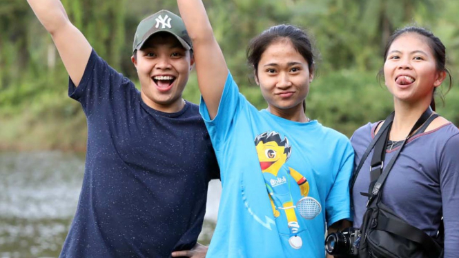 Para pemain ganda putri Indonesia; Apriyani Rahayu, Ni Ketut Mahadewi, Greysia Polii.