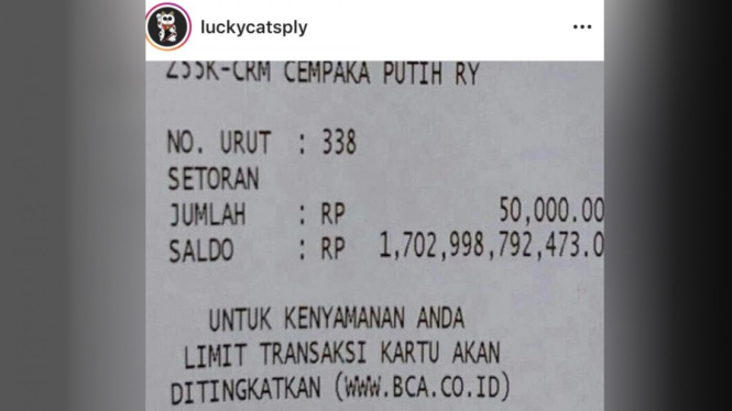 Unggahan pamer rekening Rp1,7 triliun