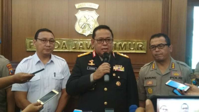 Kepala Kepolisian Daerah Jawa Timur Inspektur Jenderal Polisi Luki Hermawan, di Markas Polda Jawa Timur, Surabaya, Senin, 20 Mei 2019.