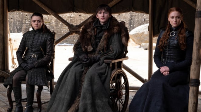 Sansa, Bran dan Arya Stark di Game of Thrones Season 8.