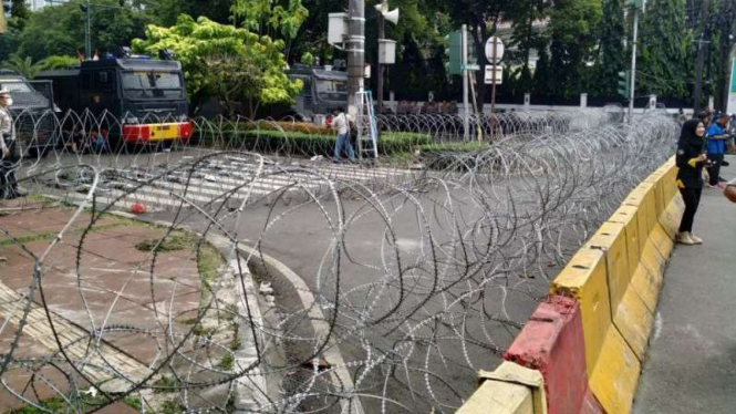 Suasana jalan Imam Bonjol, di dekat kantor KPU, Jakarta, Selasa, 21 Mei 2019.