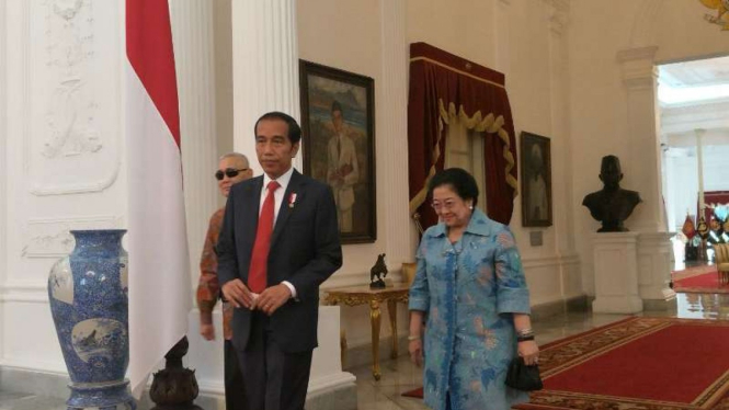 Presiden Joko Widodo menerima Megawati Soekarnoputri dan Try Sutrisno.